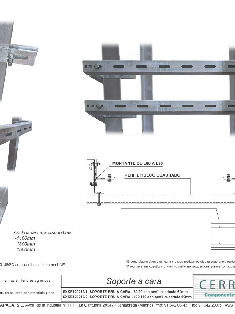 SOPORTE RRU A CARA GEN 2 con perfil cuadrado para angular 60 a 150